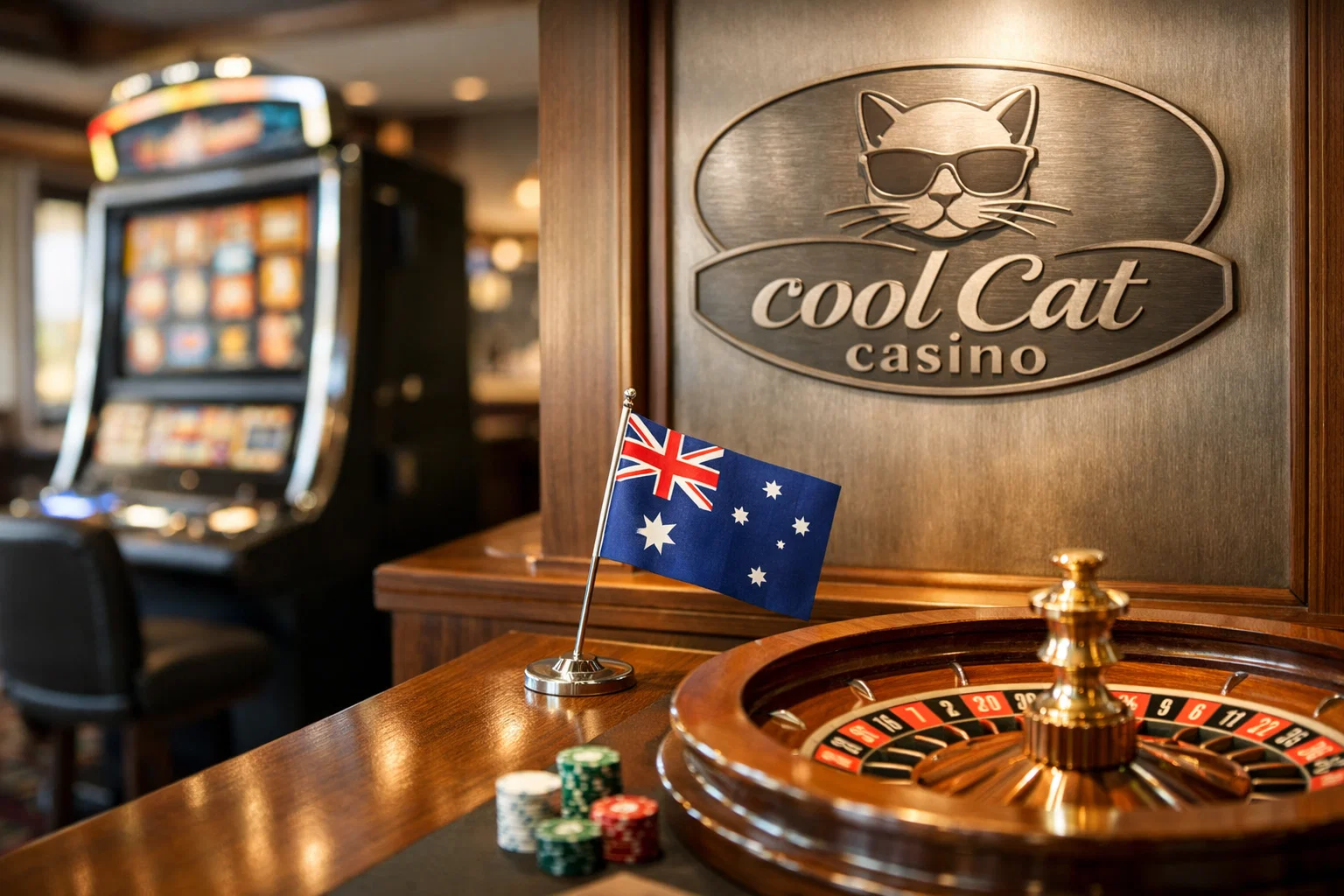 CoolCat Casino mascot, a playful cat
